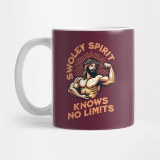 Swoley Spirit Knows No Limits: Jacked Jesus Gym Motivation Funny Christian Religious Workout Fitness Humor Mug